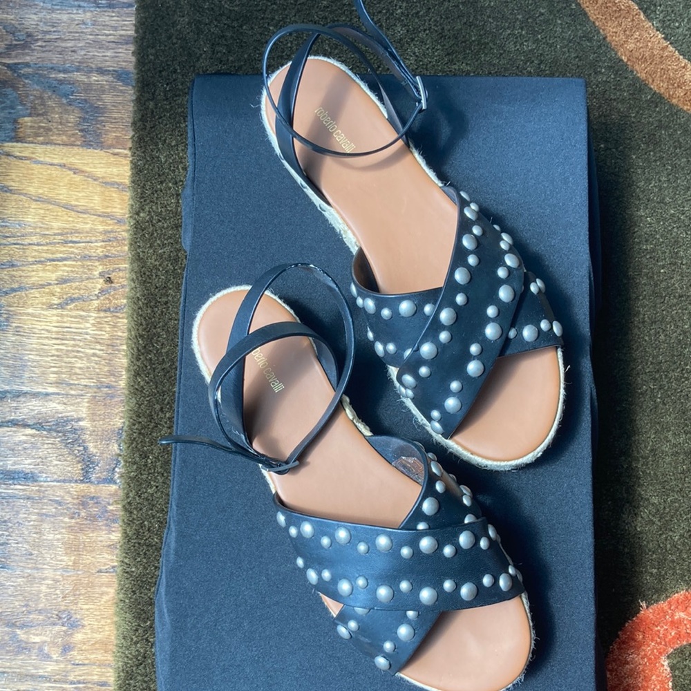 Roberto Cavalli Espadrille Sandal Studded NWT